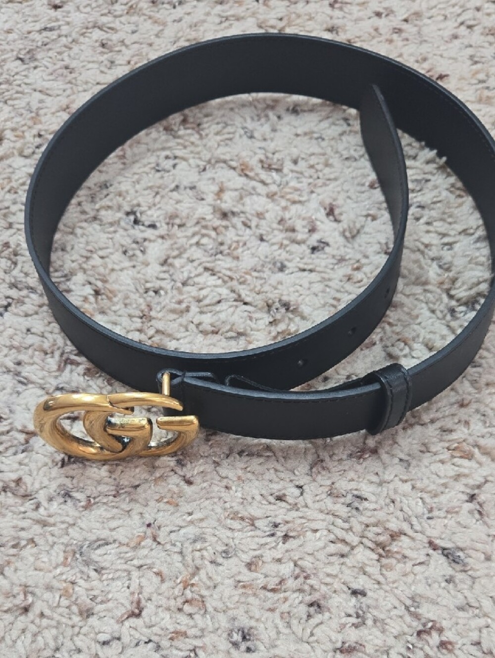 Gucci Gold Double G Logo Leather Belt Buckle - Picture 10 of 13